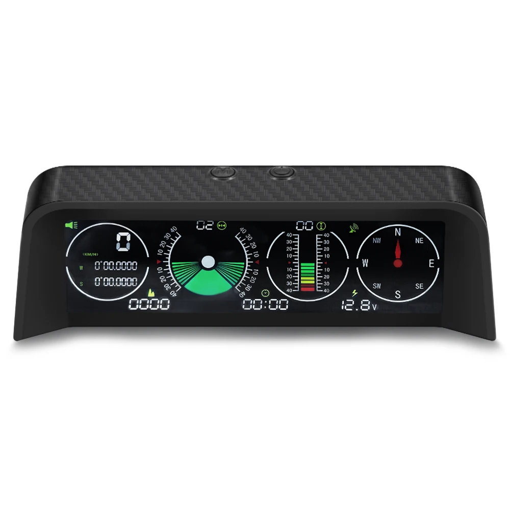 Vjoycar Auto Inclinometer Pitch Angle Alarm Off-road Latitude Longitude Display S90 Gps Slope Meter HUD