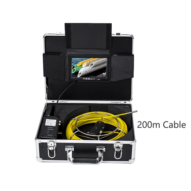 6.5mm Camera Head 7 Inch Monitor 200m Cable Pipe Inspection Camera System Equipment Used For water well inspection