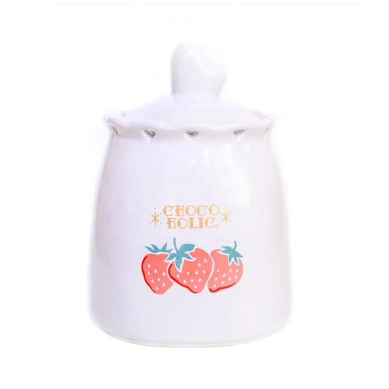 Heart hollow cutting ceramic honey sugar pot