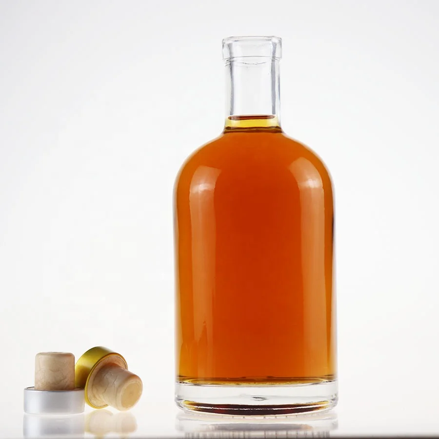 Хит продаж стеклянная бутылка для ликера 200 мл 375 50cl 70cl 75cl круглая бурбон Джин ром текила пробковая картина
