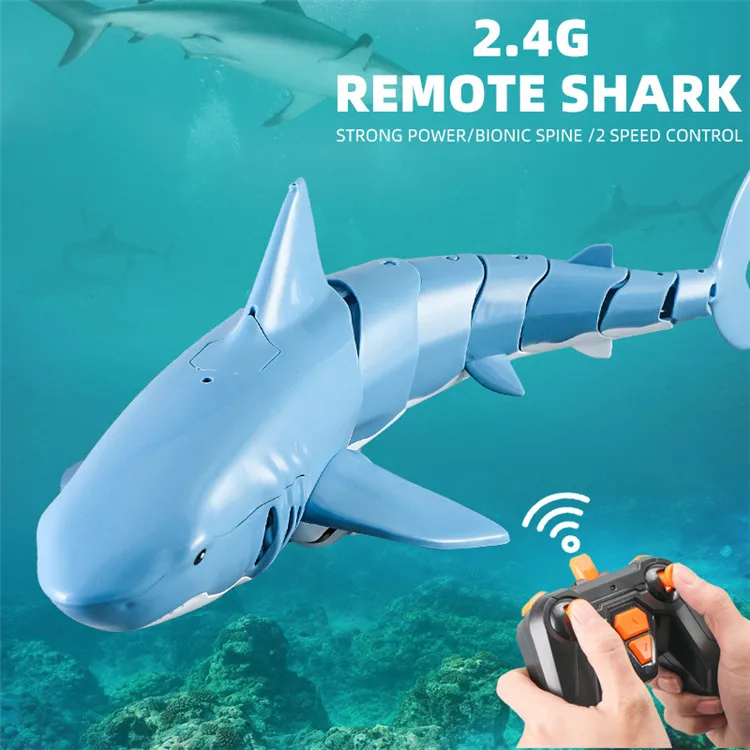 New Design Water Pool Shark Toys Black Blue Shaking Tail 4c Rc Shark Toy