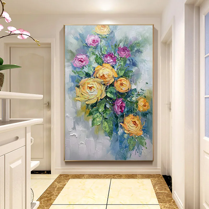 Popular Hot Sale Modern Decoration Oil Paintings Art Wall Painting Canvas Flowers Hand Painted Oil Painting 20*30 inch