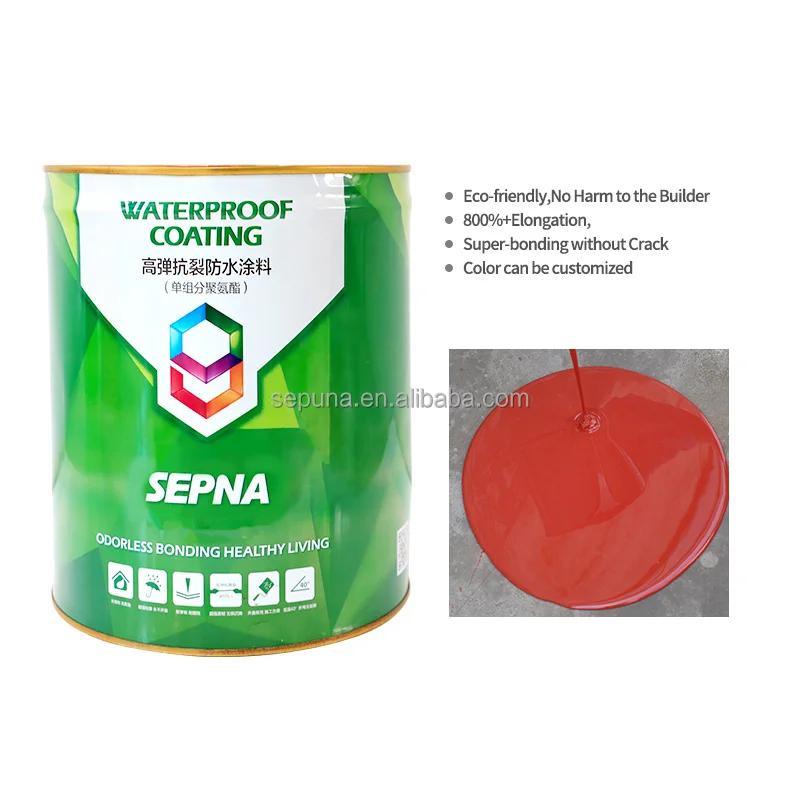 one pack roof liquid customized color flexible pu waterproof coating paint for swimming pool channel concrete roof