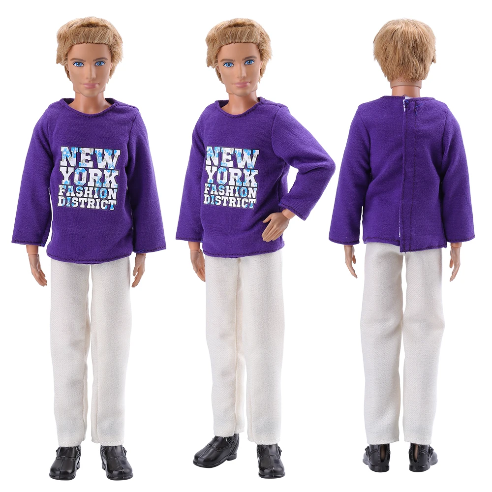 Fashion Handmade 7 Items/Lot Doll Accessories=5 Ken Clothes +2 Ken Shoes Kids Toys Outfit For Ken Dressing Game DIY Girl Present