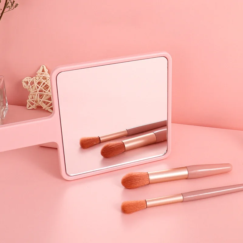 Wholesale Square Plastic Pocket Mirror Large Handheld Makeup Portable Handle Mirror Can Print Logo Beauty Salon