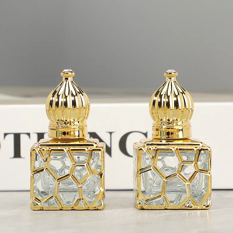 Wholesale High Quality Empty 10ml UV Coated Luxury Fancy Arabic Dubai Style Roller Roll On Bottles for perfume Essential Oil