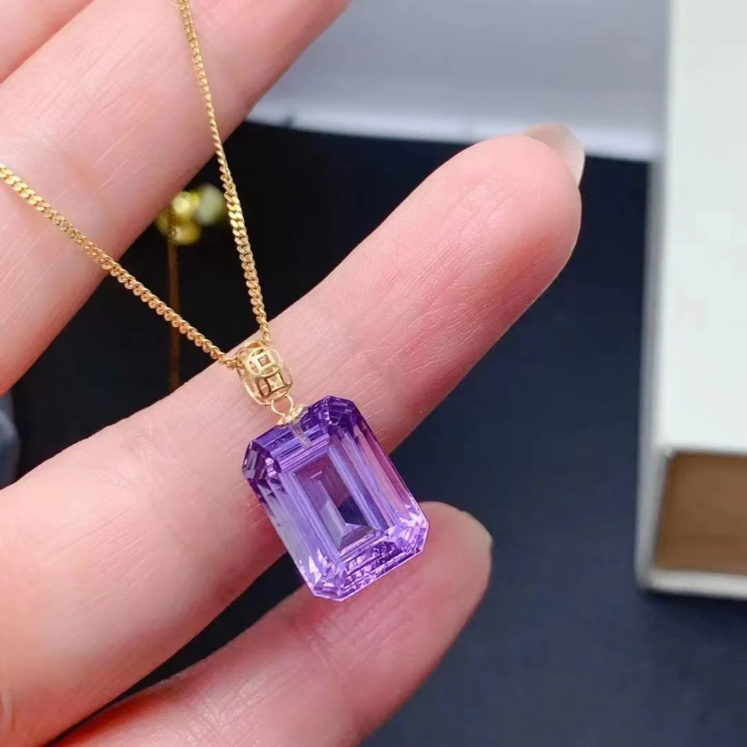 Высокое качество конкурентоспособная цена начальный Кристалл оптом 18K натуральный аметист кулон ожерелье
