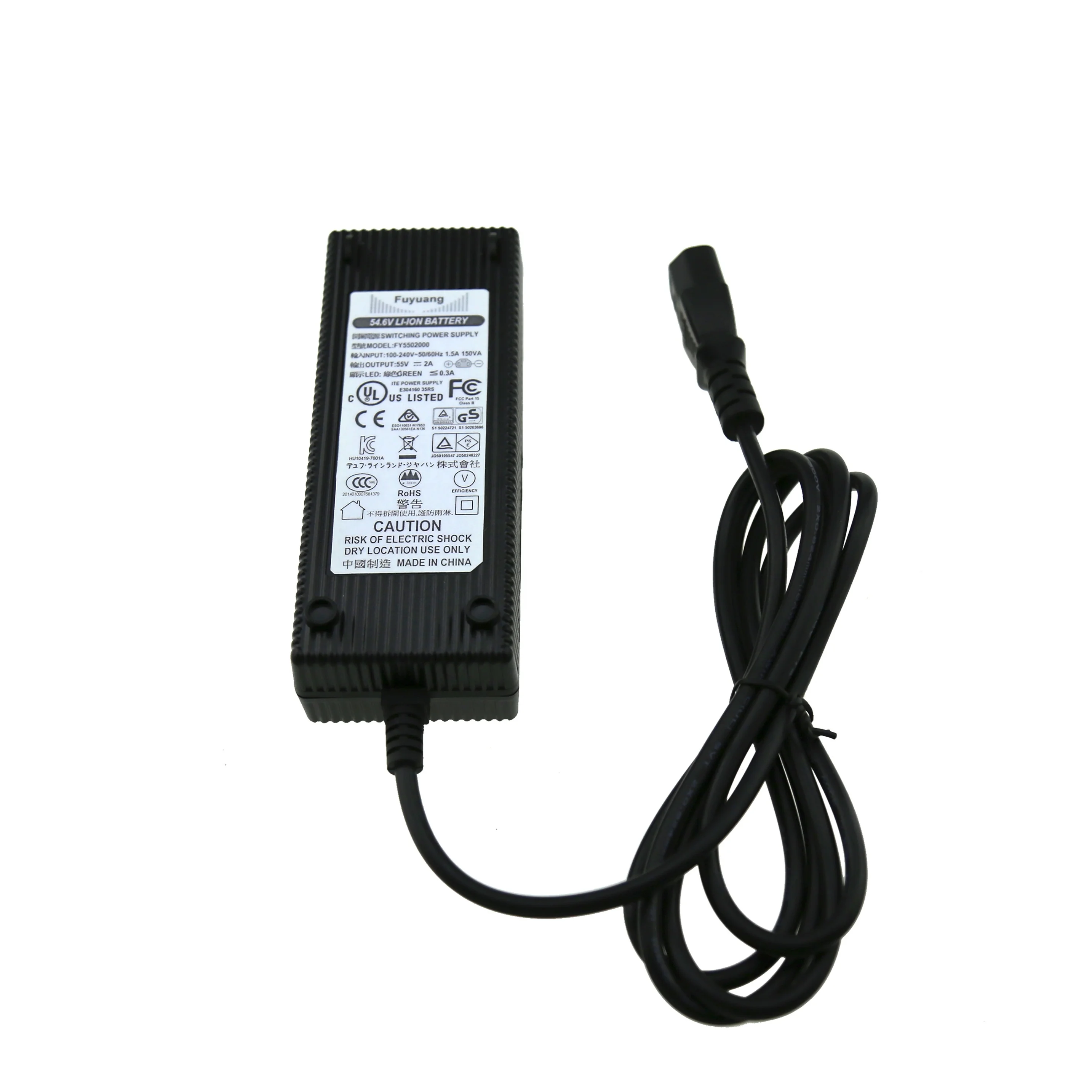 Fuyuang 58.4V Lifepo4 Battery Charger for 48V Battery with Charger Certification CE GS ROHS Fast 1 X USB 3 Years Electric Black