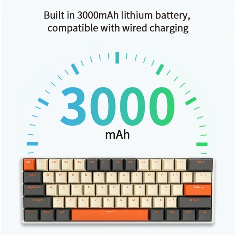 Mathew Tech HW61 Wireless Mechanical Keyboard 61keys Hot Swap 60% Layout RGB For Gaming Keyboard