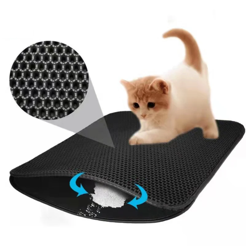 Pet Cat Litter Mat Double-layer Cat Litter Trapper Mats With Waterproof Bottom Layer Easy Cleaning Protect Floor Cat Bed