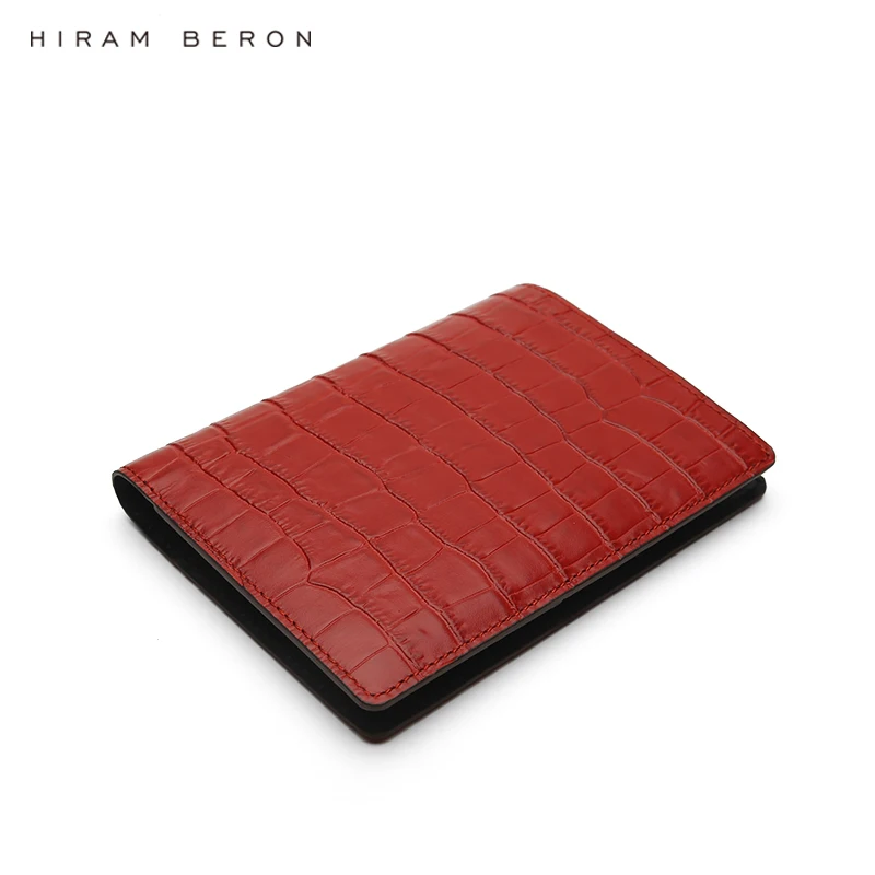 Hiram Beron Red Italian Leather Passport Case Leather Wallet