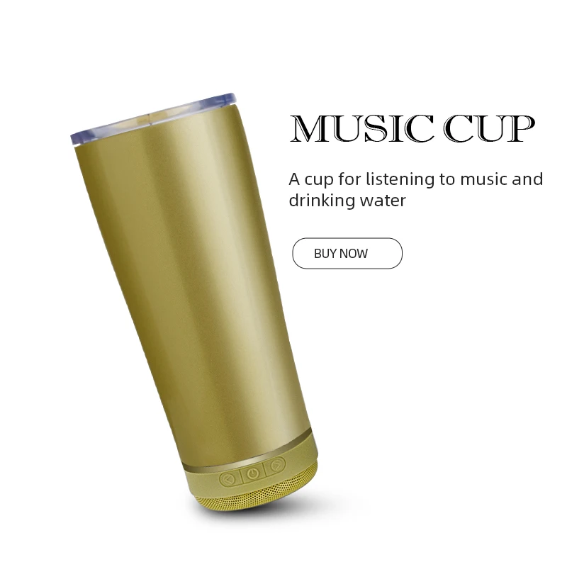 
Ready to ship 2021 new color music cup stainless steel double wall blue tooth speaker ice beer tumbler water bottle 