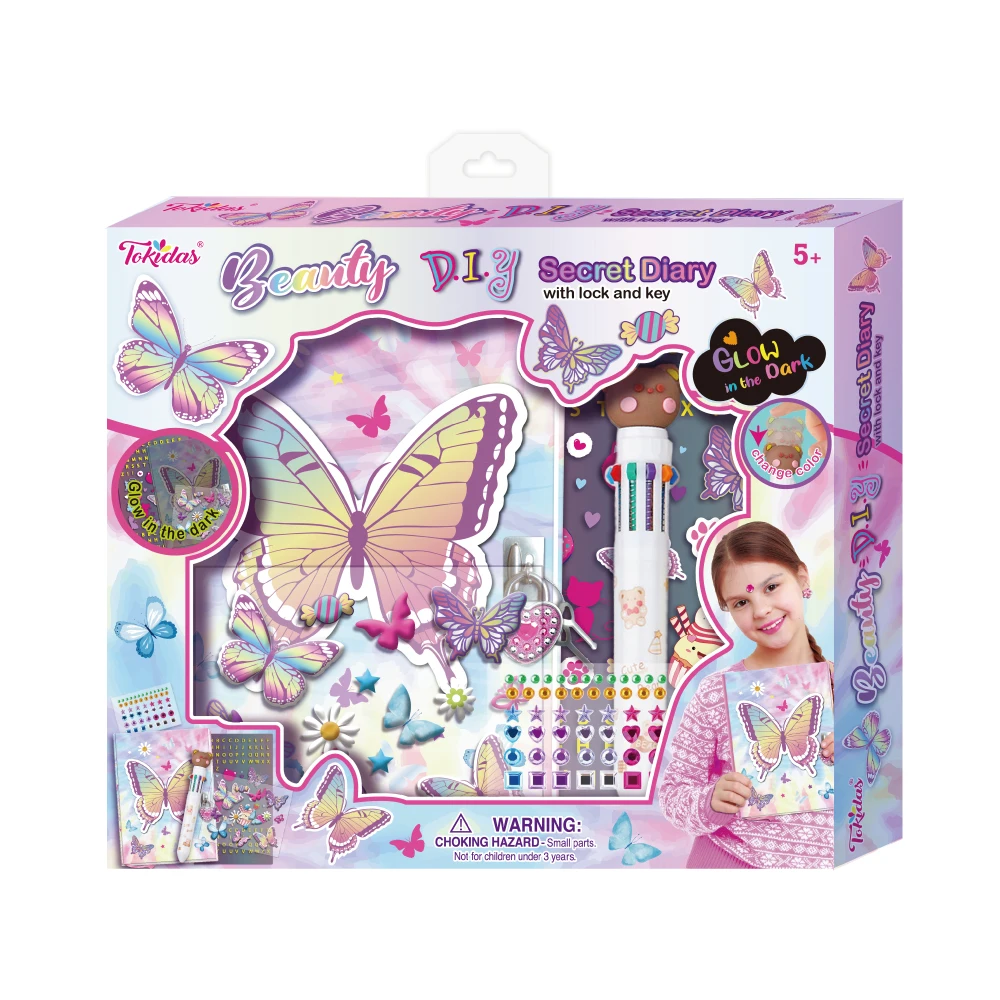2024 Kids Stationery Set Beauty DIY Secret Dairy Set  Lock and Key Glow in the Dark Set Kids Toys