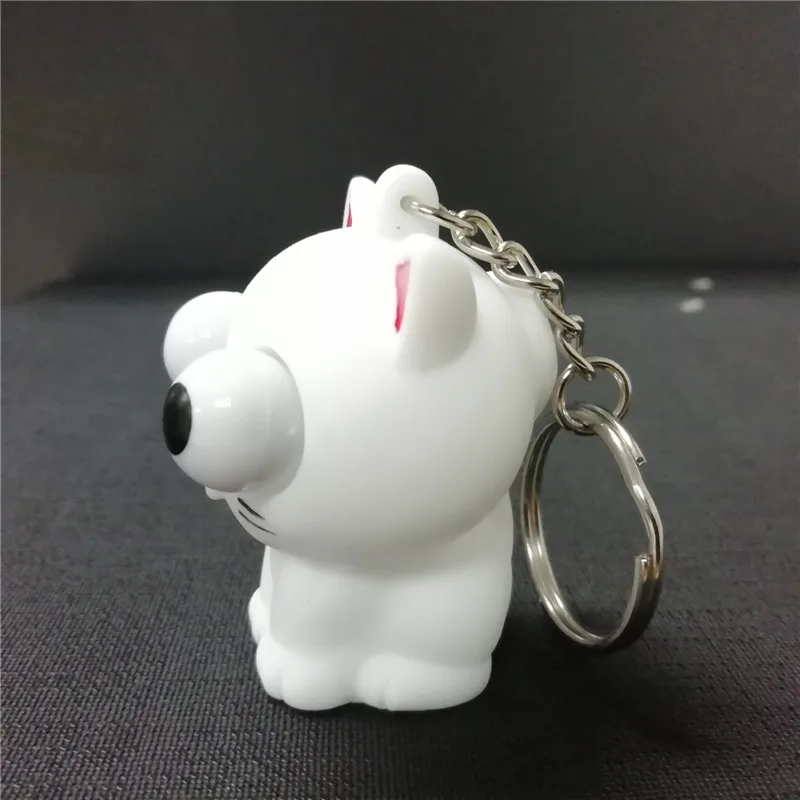 Hot sell PVC Animal Custom Eye Popper White Cat Keychain