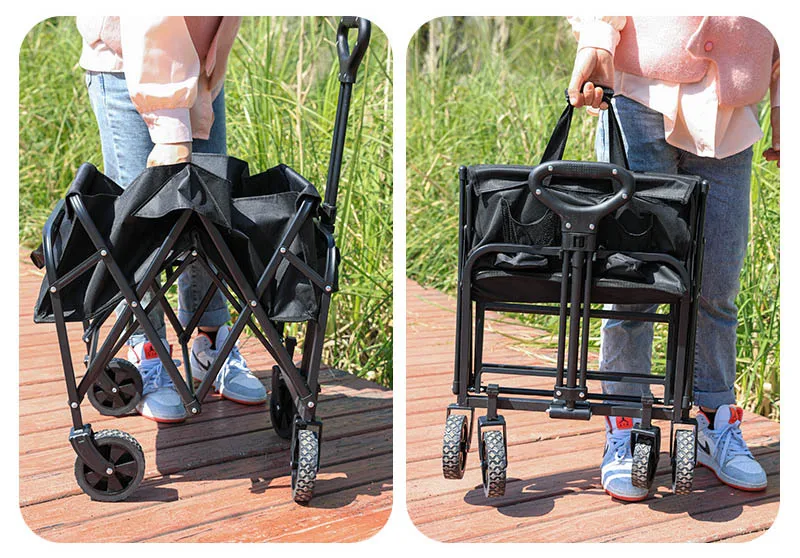 Custom 5 Inch PVC Wheel Portable Adjustable Collapsible Folding Outdoor Garden Trolley Beach Picnic foldable Camping Wagon Cart