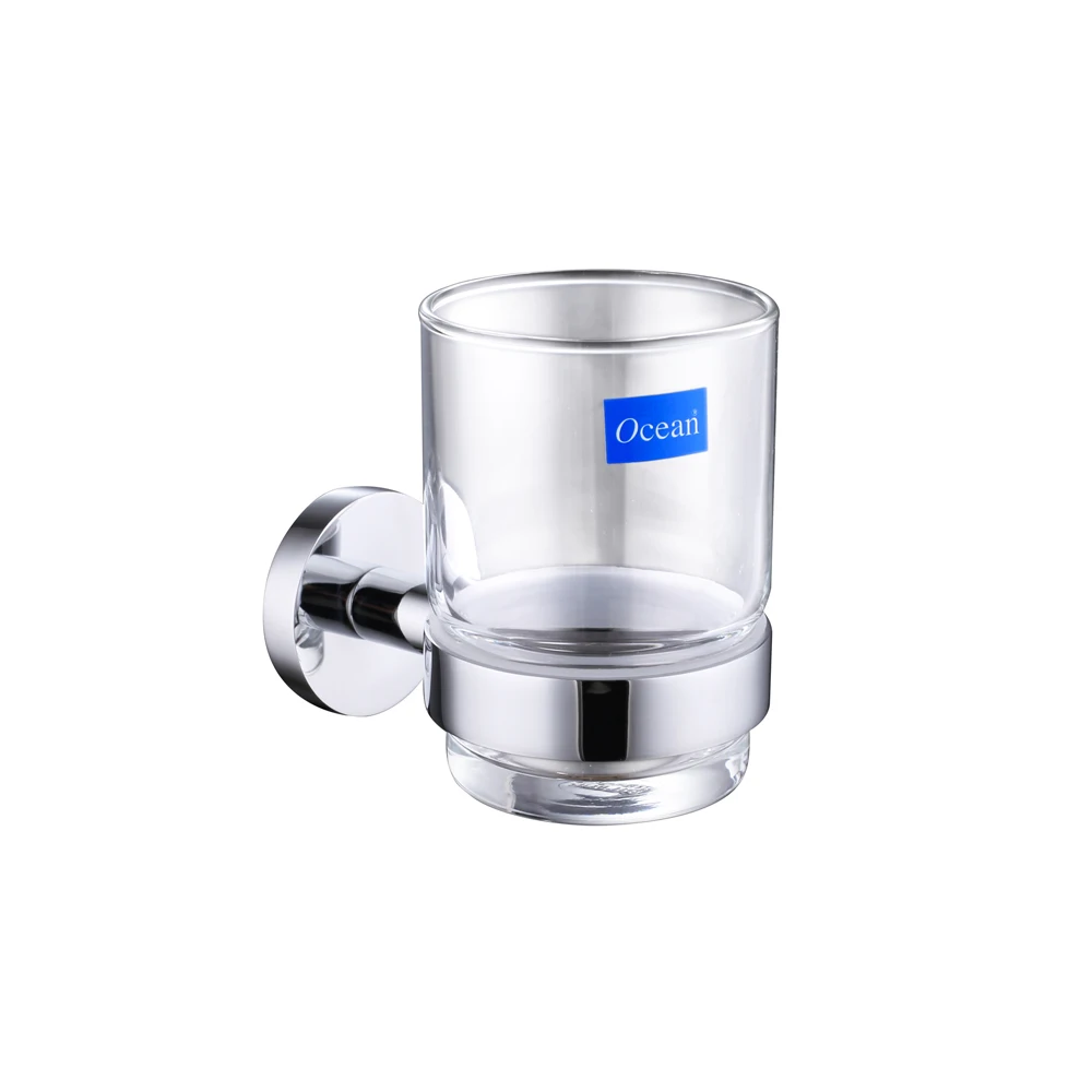 Chrome Finish Brass Single Tier Glass Bathroom Towel Shelf