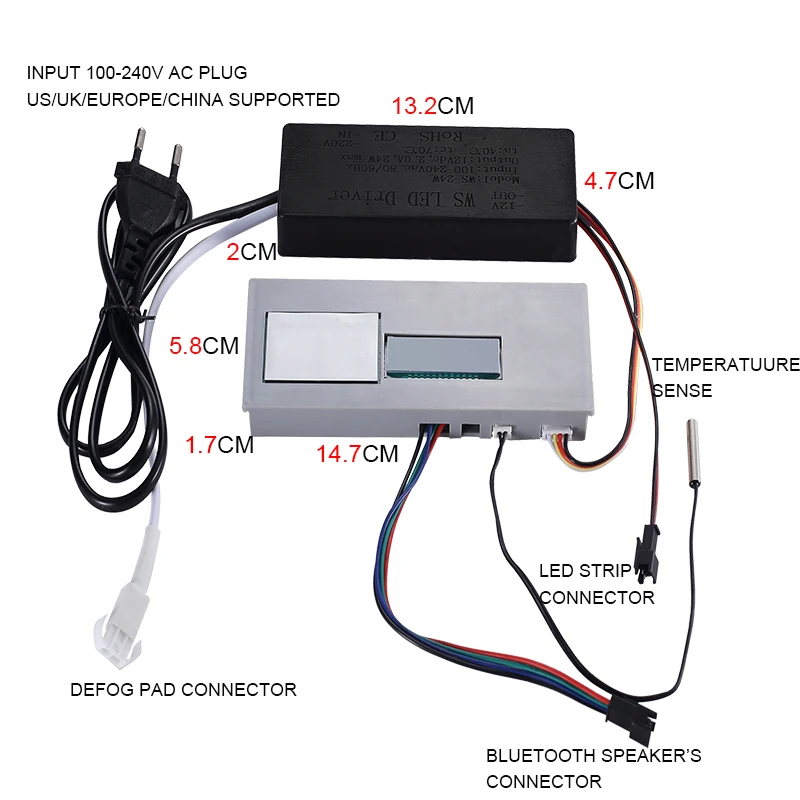 Smart Time Temperature Sensor With Very Small Lcd Digital Display Screen Sensor Mirror Touch Hot Sale Products 2022