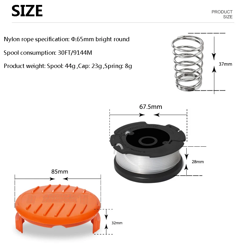 RC-100-P Replacement Spool Cover trimmer spool cap af 100 for black and decker