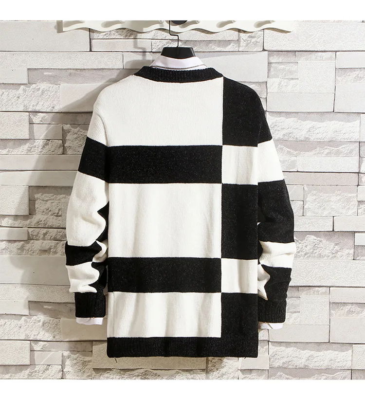Sweater Men High Quality Fashion Casual Knitted Sweater Men Patchwork O Neck Winter Sweater For Men