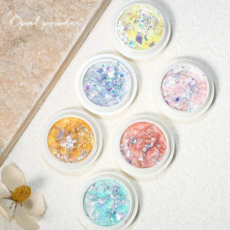 Manufacturer New Arrival 6 Colors Set Flakes Pigment Nail Art Decoration Nail Sequins Glitter Nail Powder