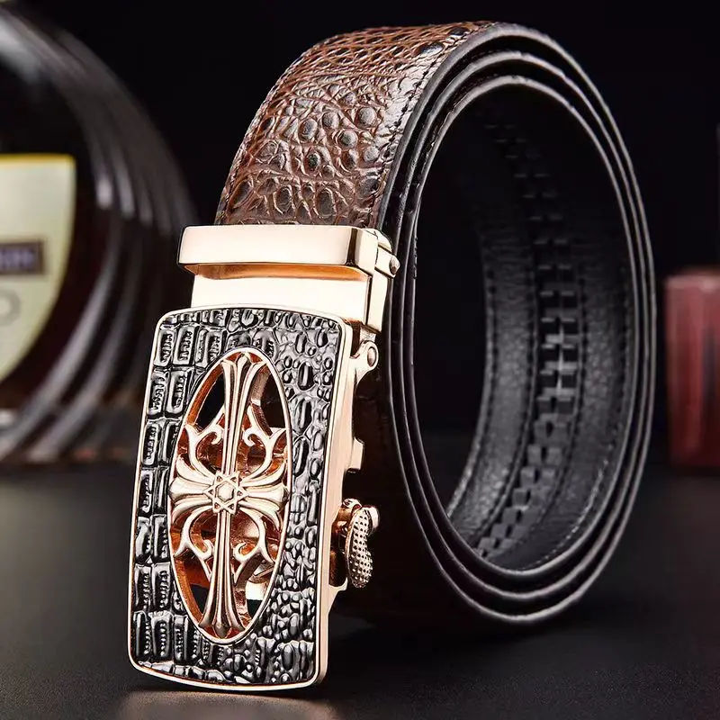 Low wholesale new explosive style, crocodile grain leather belt for men, automatic buckle  leisure business versatile