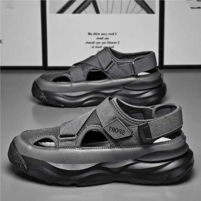 Other Trendy Men Casual Shoes Sandals Fabric Soft Soles Beach Upper Thick Sole Outdoor Sports Walking PVC Elastic Band Round Toe