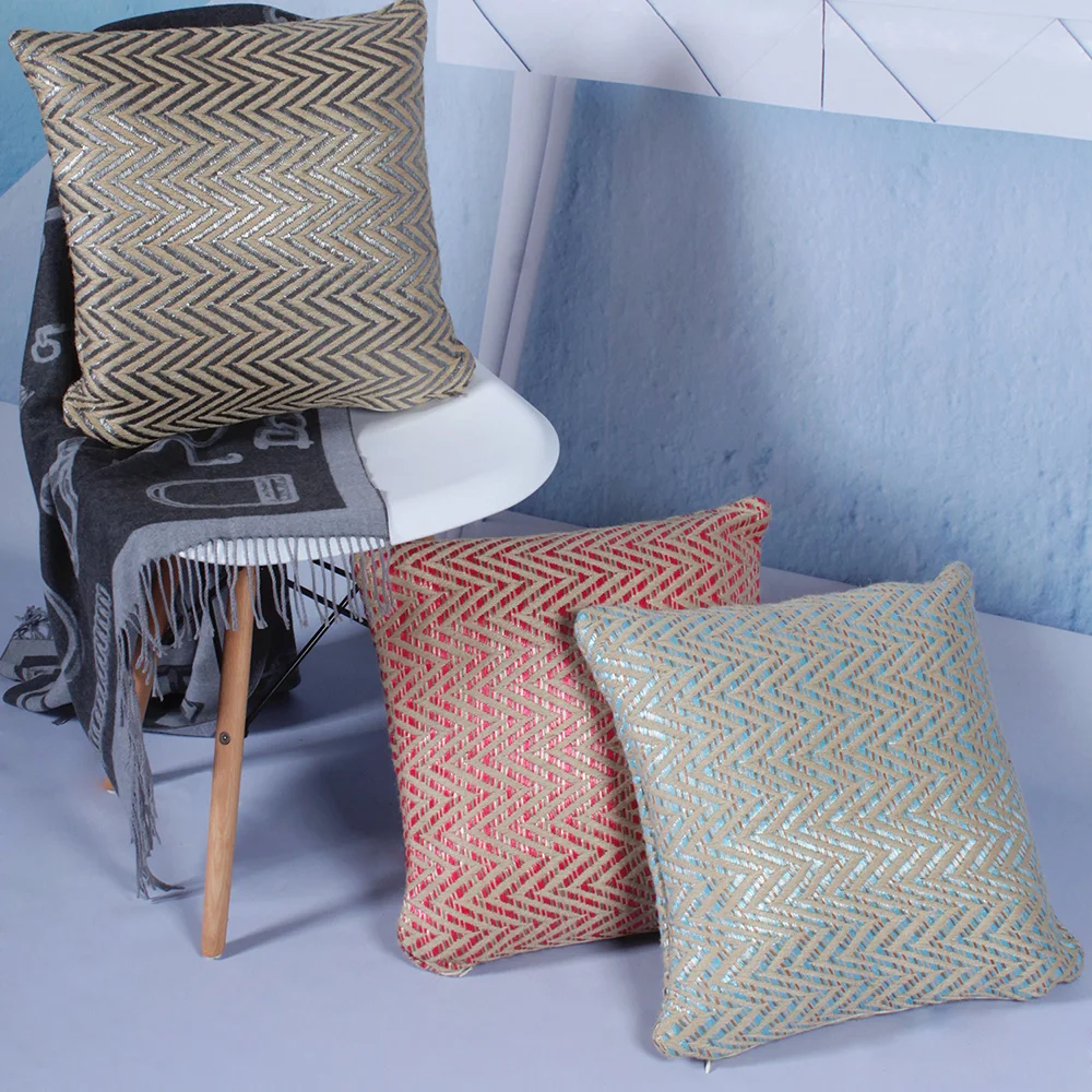 Factory Custom Outdoor Cushion Eco-friendly Material Woven Decorative Cushion Covers Luxury wave striped Pillow