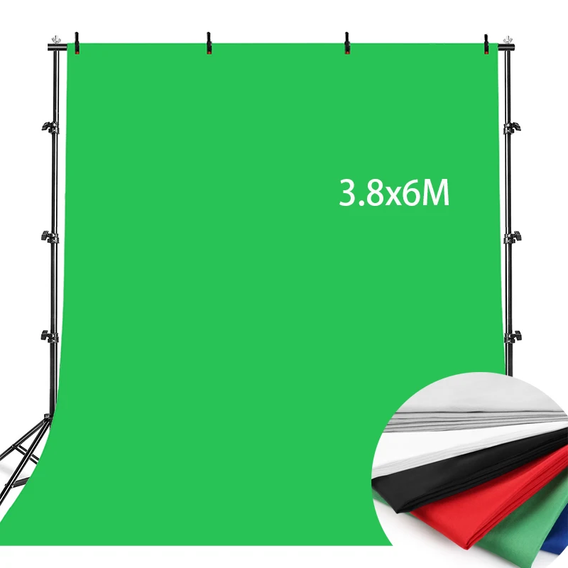 3.8*6M Green Screen Background for Photography Chromakey Muslin Backdrop Black White Green Blue Back Drop