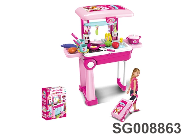 kids electric 3 in 1 deluxe simulation kitchen suitcase toys toddlers kitchen table toys play set