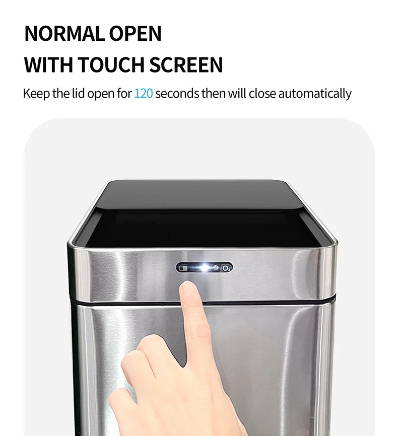 42L 11Gallon Plastic Lid Smart Dual Dustbin 42L Stainless Steel Sensor Bin with Smart  kitchen bins