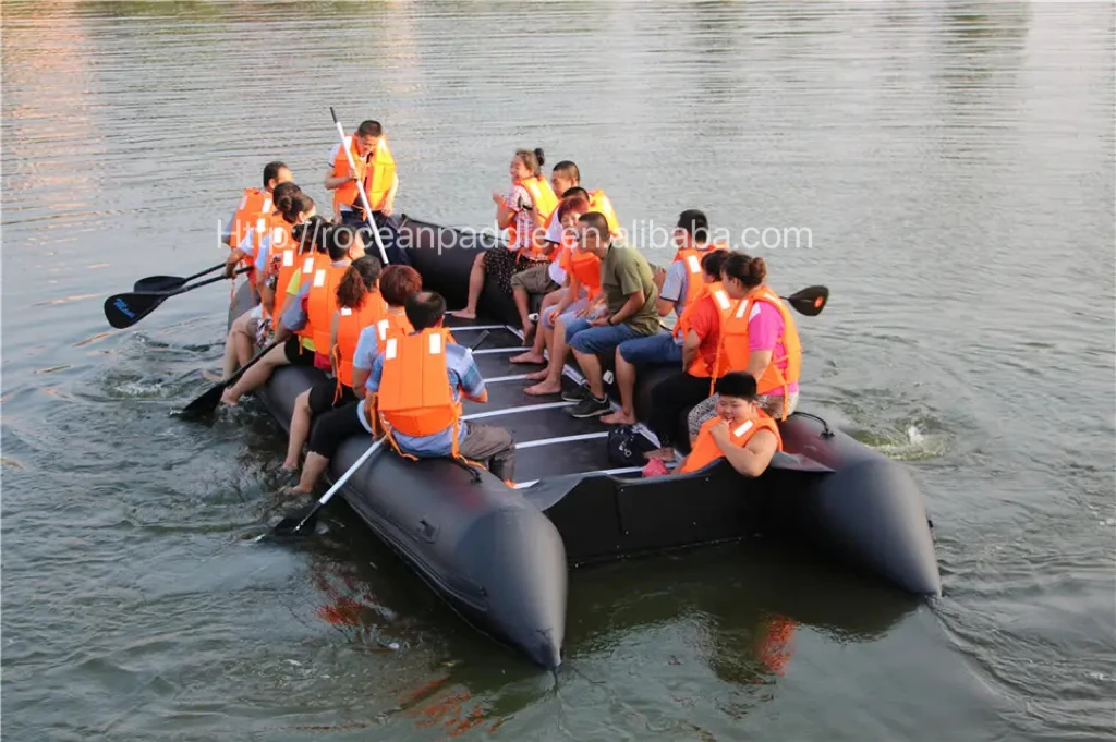 CE Heavy Duty 6m 7m 8 m 9m10 m Super Large Welded Seams Inflatable Rubber Boat Ply wood Floor in Rowing