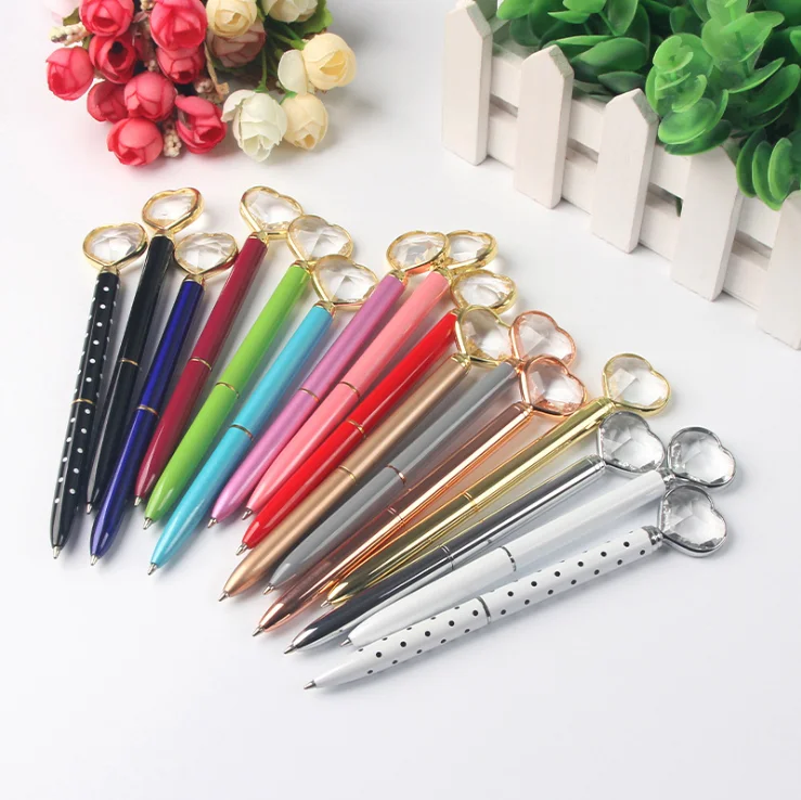 factory ballpen promotional custom logo metal diamond sweet love pen