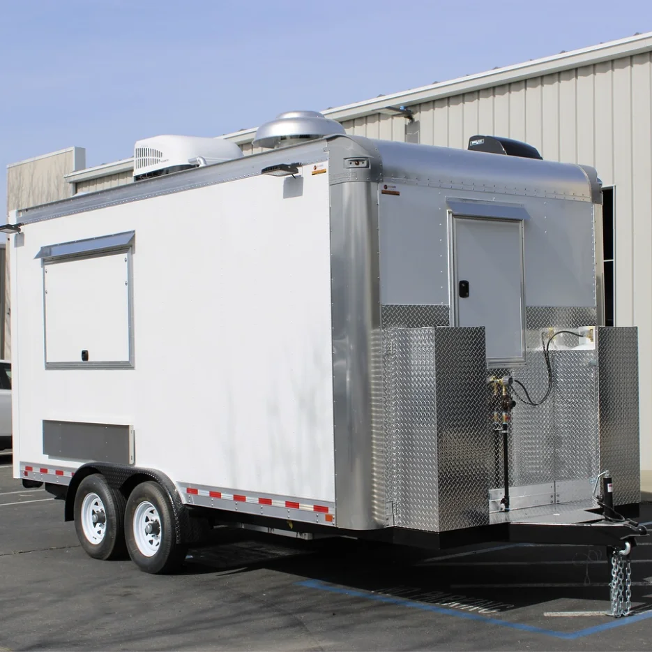 3 Sinks Food Trailer Black Fries Chicken Food Truck With Griddle Fryer Warmer
