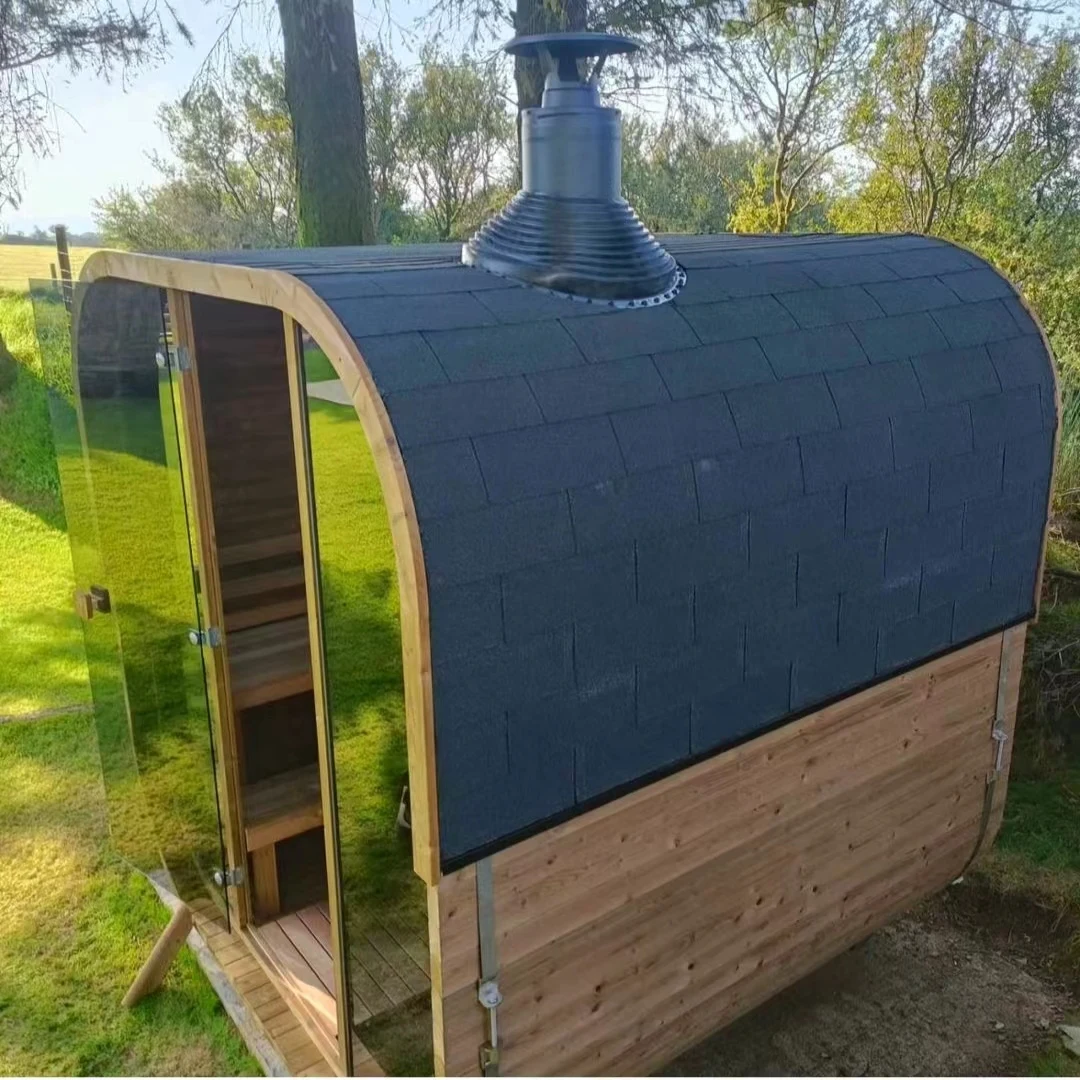 Newly Designed Outdoor Wooden Barrel Sauna 2-4 Person Mini Sauna Cube