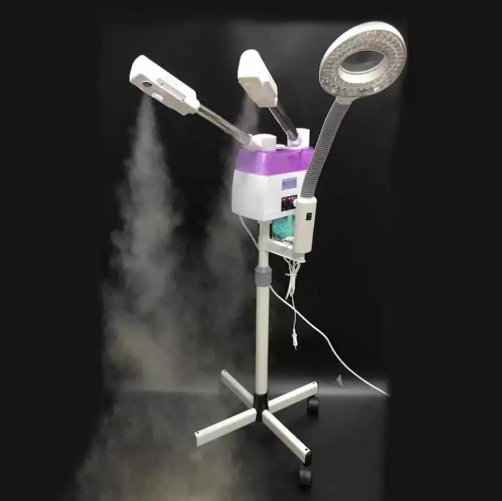 Salon 3 In 1 Facial Care Hot & Cold Facial Steamer With Magnifying Lamp Machine Led Lamp Facial Magnifying Lamp Facial Steamer