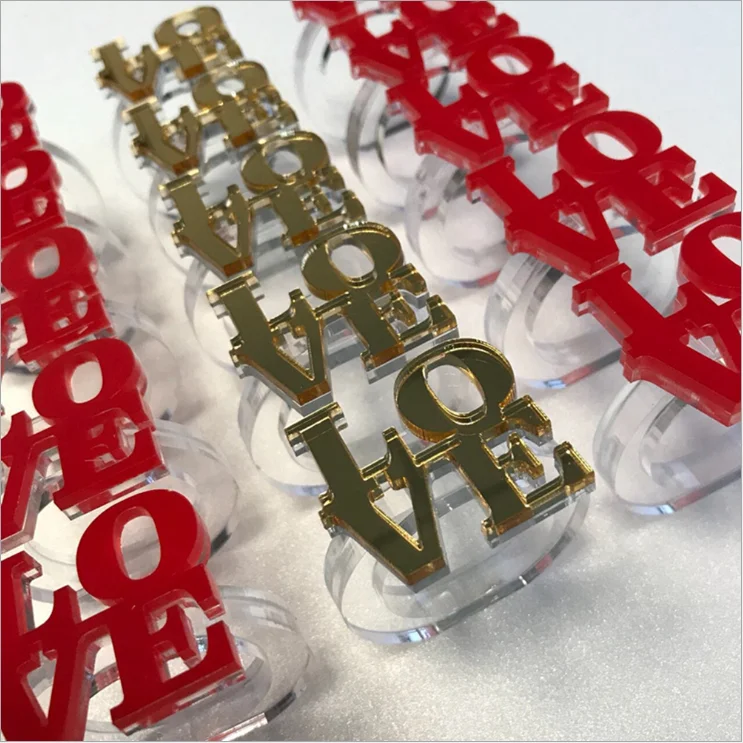 6 Pieces Luxury Gold Color Love Wedding Napkin Rings Acrylic