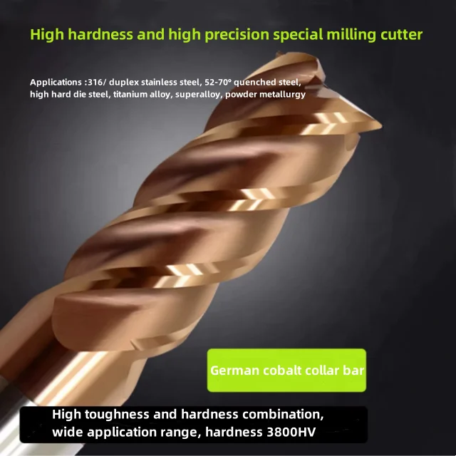 4 Flute Angle radius end mill HRC70tungsten steel R round head knife wood quenched steel heat treatment tempered steel mill
