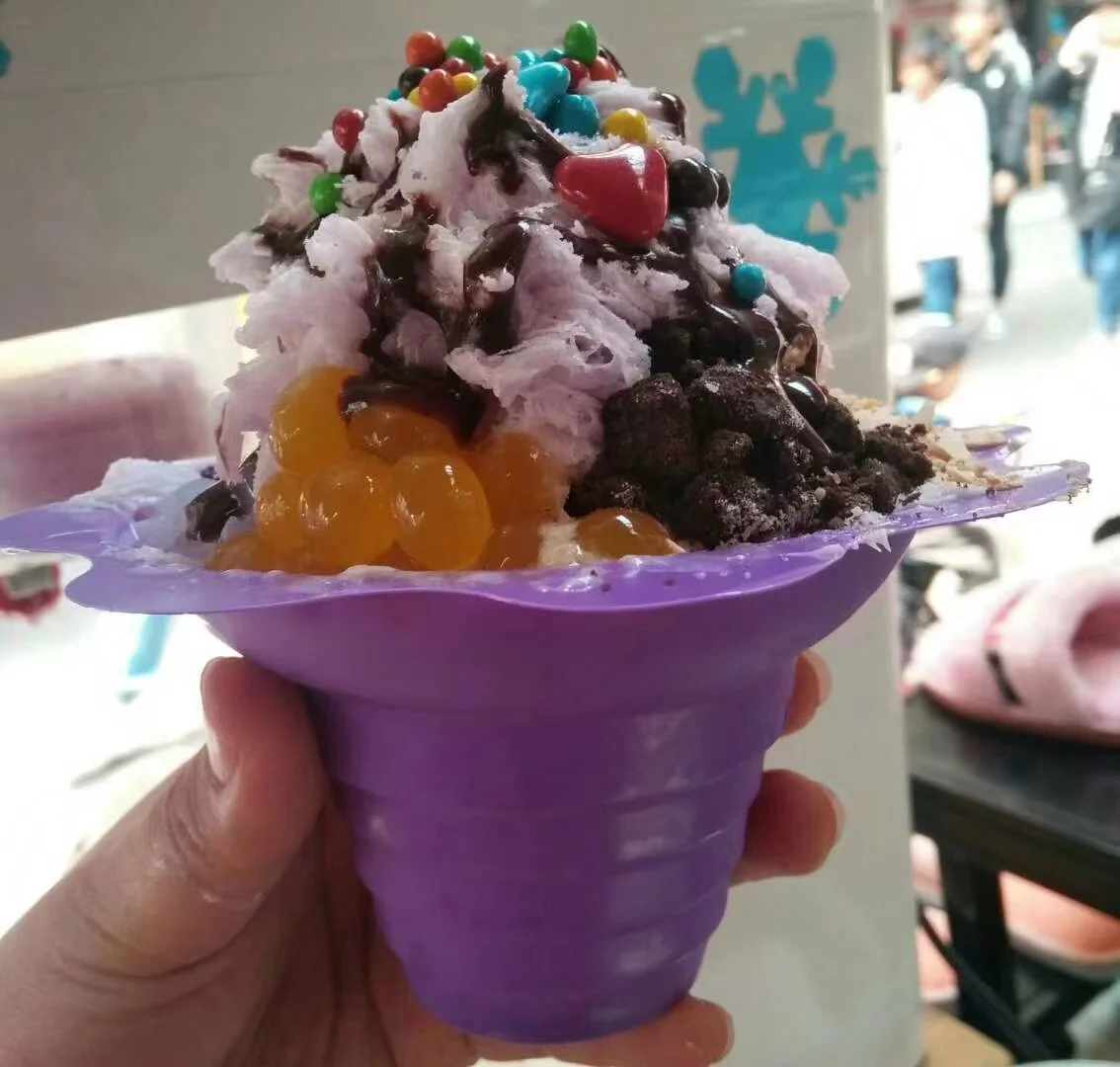 Disposable PET PS  8oz/450ml Disposable Colored Flower Cup Ice Cream Plastic Cup