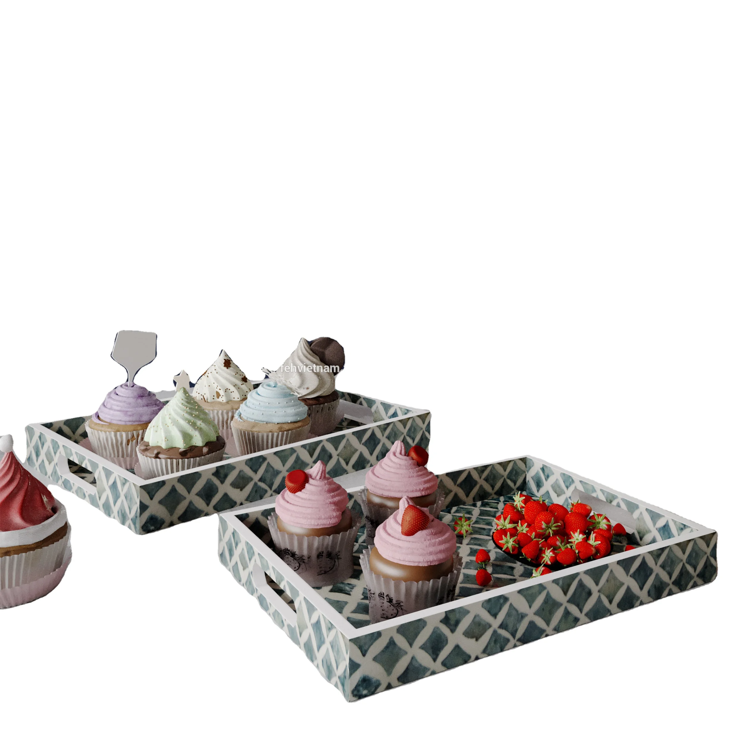 Hot selling top quality decorative Fancy glass trays acrylic shot glass serving tray home and kitchen decor from Viet Nam