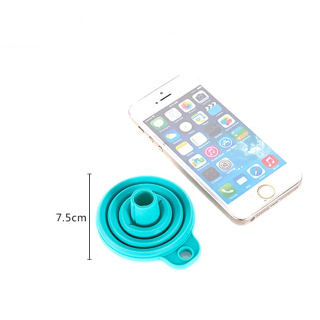 7.5cm Wide Multi-Purpose Food Grade Foldable Collapsible Kitchen Silicone Funnel Hopper for Liquid Powder Transfer