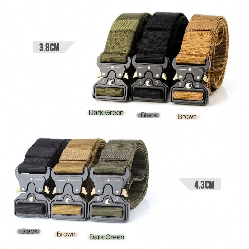 Nylon Tactical Belts Waist Belt with Metal Buckle Adjustable Hvy Duty Training Waist Belt Hunting Tactical