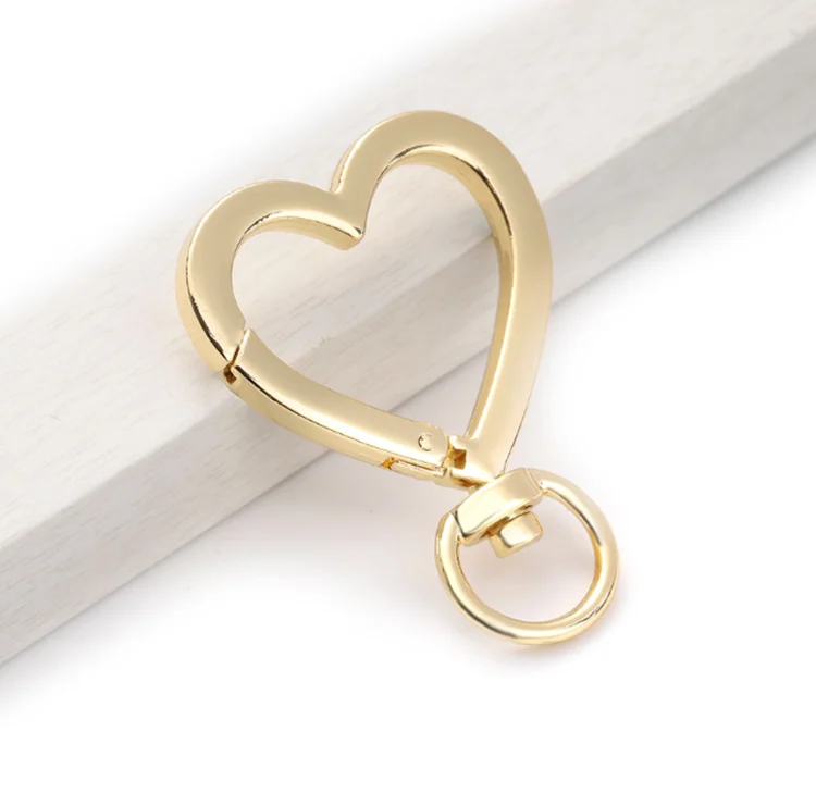 Wholesale Heart Keychain Clasp Snap Hook Metal  Key Ring Holder for Handbags Pendant