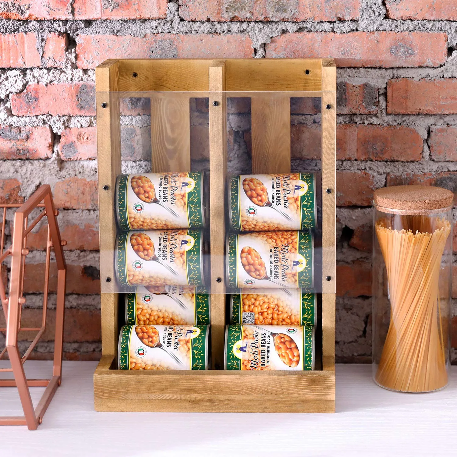 Деревянный Органайзер из олова для кухни диспенсер консервированных продуктов вращающаяся стойка шкаф закусок домашних животных держатель газировки