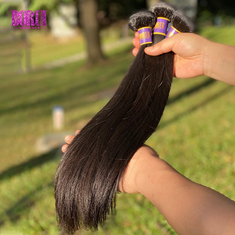 Boruihair Brazilian hair bundles with closure grade 12a