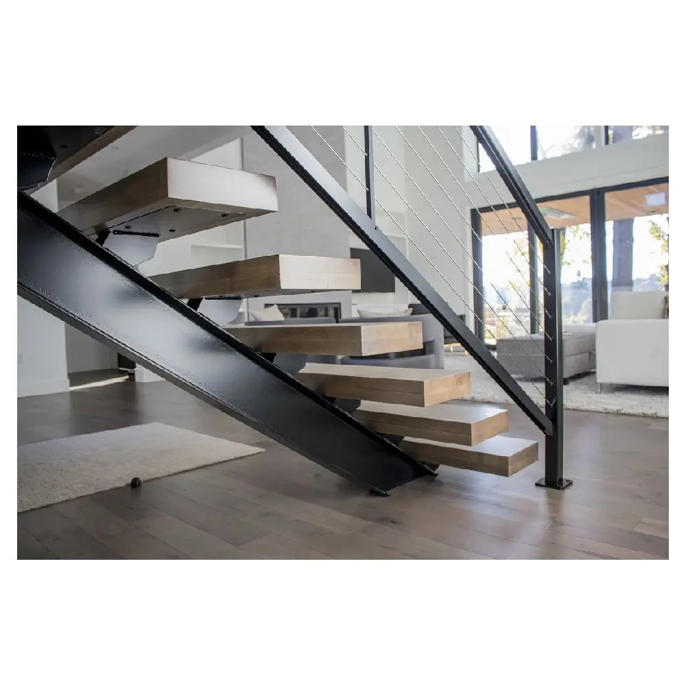 Ace China Manufacturer Mono Stringer Stairs American Staircase Indoor Straight Steel