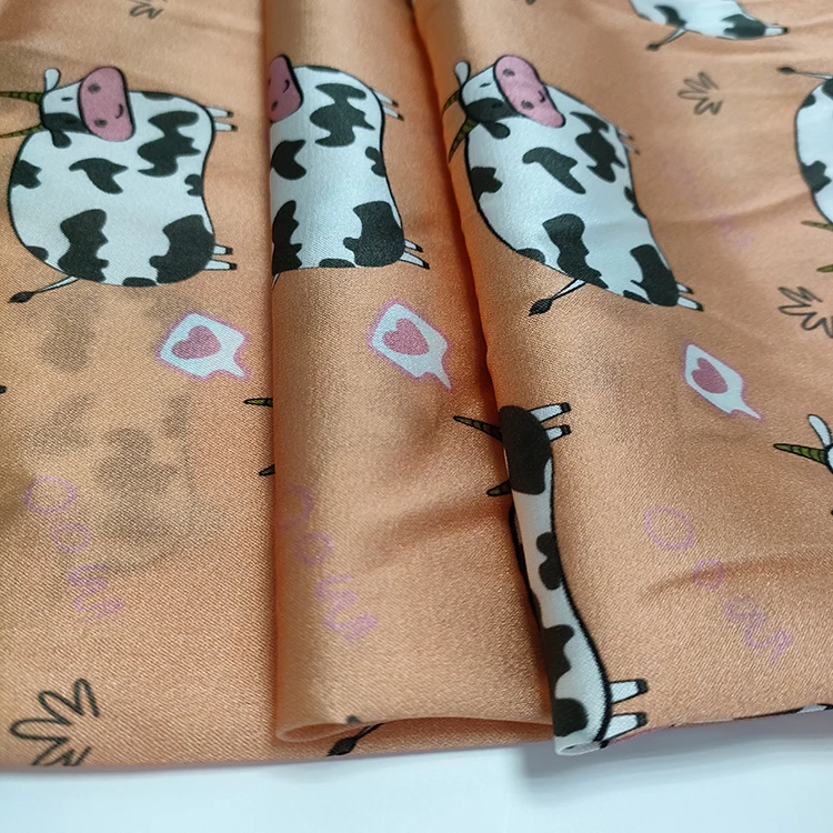 
 Оптовая продажа, шелковая ткань с принтом, 16 мм, шелковая тянущаяся атласная ткань с милыми узорами  