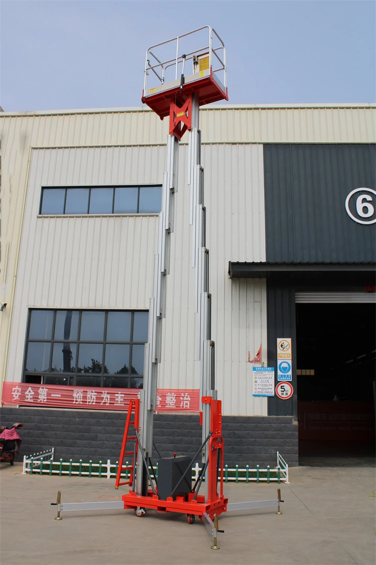 GTWY2 Professional Warehouse 8m 10.4m 12m 14m 16m Manual Hydraulic Double Masts Vertical Aerial Platform Lift