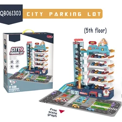 Wholesale kids creative electric sound and light car parking lot track parking building breakthrough big adventure rail car toys