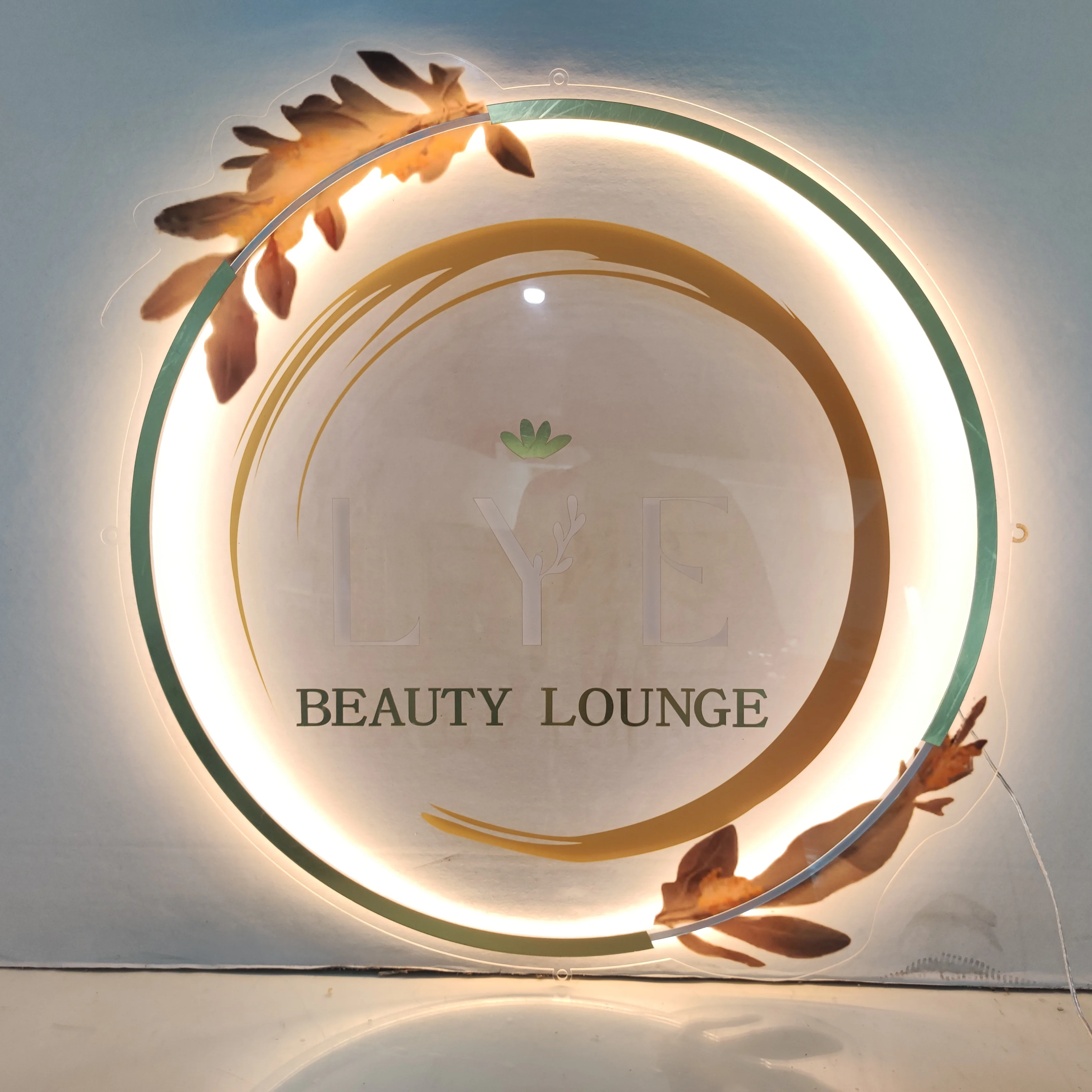 3D Acrylic Backlit Business Sign salon Neon sign business name illuminated signage gold mirror 3d Wall Letters For Business Logo