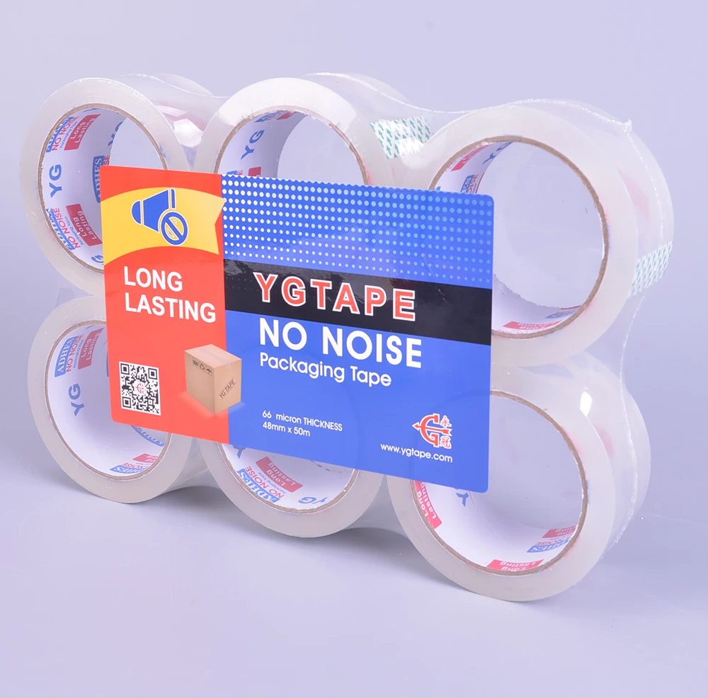 Сделано из Китая экологически чистые акриловые растворители прозрачная упаковка самоклеющиеся ленты 2x100 ярдов 6 штук с логотипом в рулоне